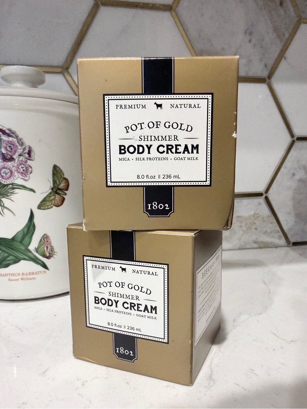 Beekman 1802 Pot of Gold Shimmer Body Cream 8 oz Lot of 2 Goat Milk Gold Mica